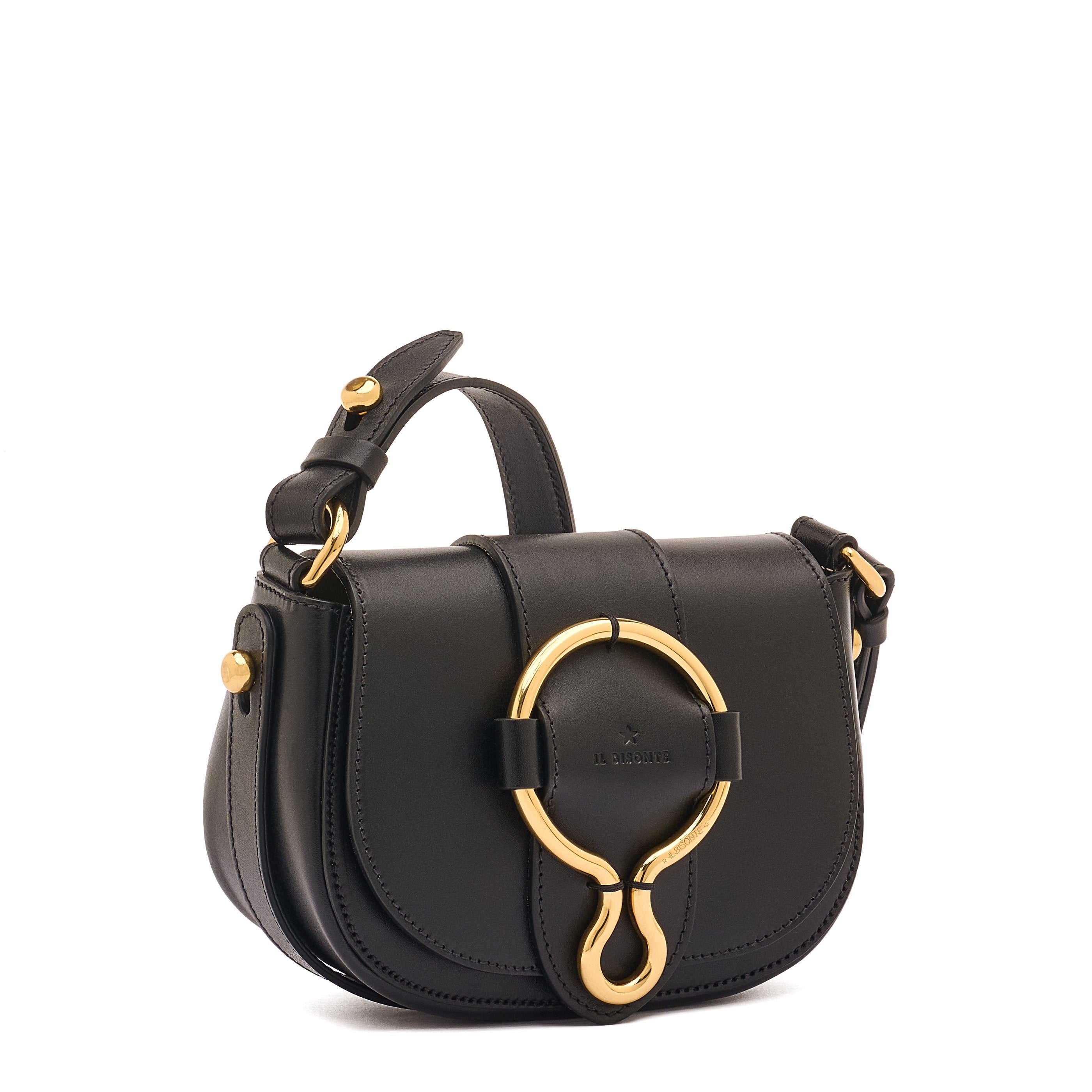 Il Bisonte Consuelo Handtasche Leder schwarz abnehmbarer Riemen