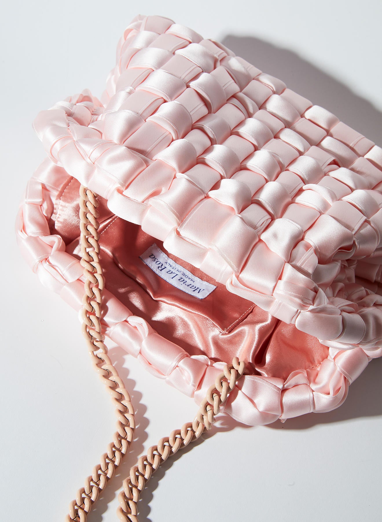 Maria la Rosa Satin Game Bag Clutch Pale Pink Satin