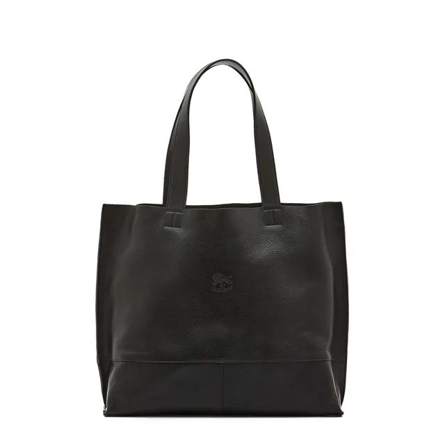 Il Bisonte Talamone Shopper Leder schwarz Pochette