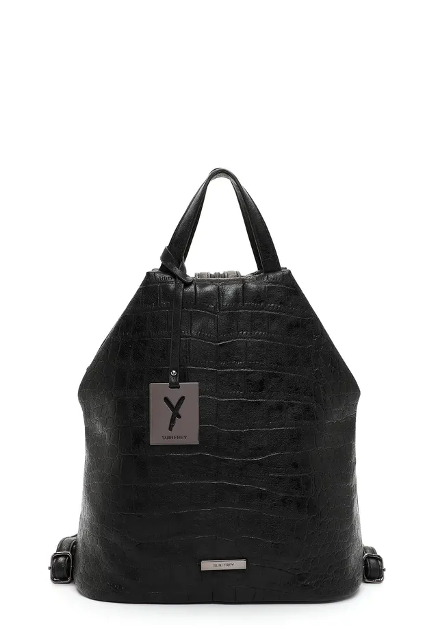 SURI FREY Hadley Rucksack Schwarz Krokoprägung