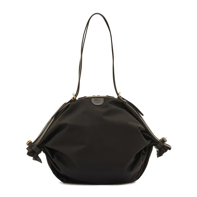 Il Bisonte Caramella Schultertasche Schwarz Vollleder-Trim