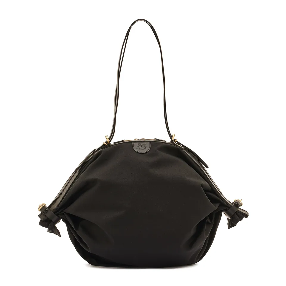 Il Bisonte Caramella Schultertasche Schwarz Vollleder-Trim