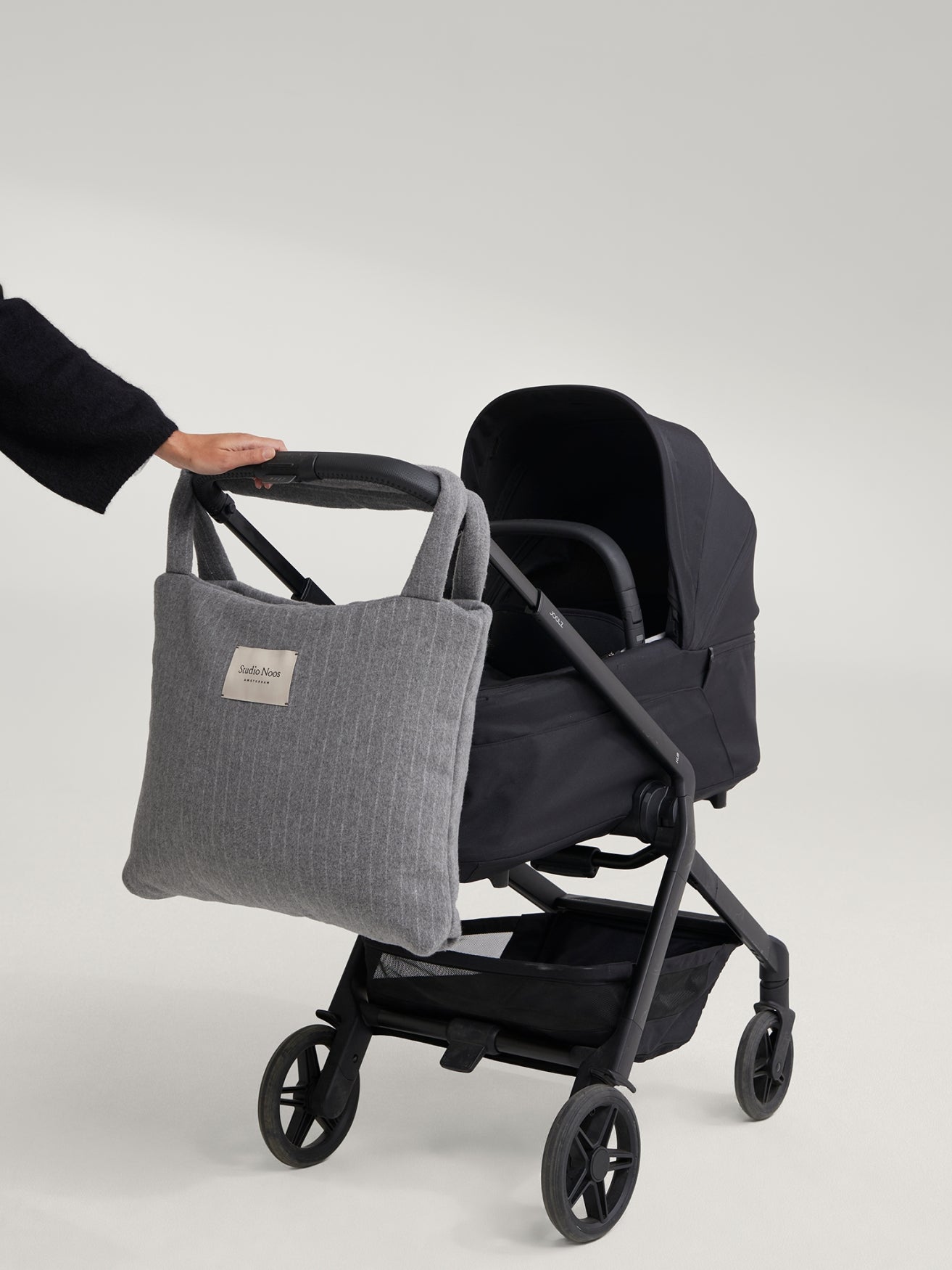 Studio Noos Flannel Chalkstripe Mom Bag Wickeltasche Grau