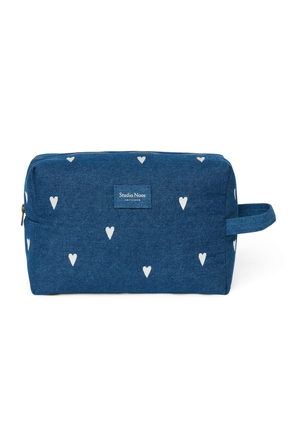 Studio Noos Denim Toiletry Kosmetiktasche Dark Blue Hearts