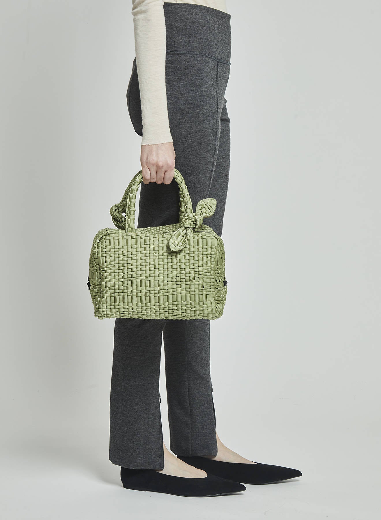 Maria la Rosa Bow Bag Handtasche Salvia Handgewebt