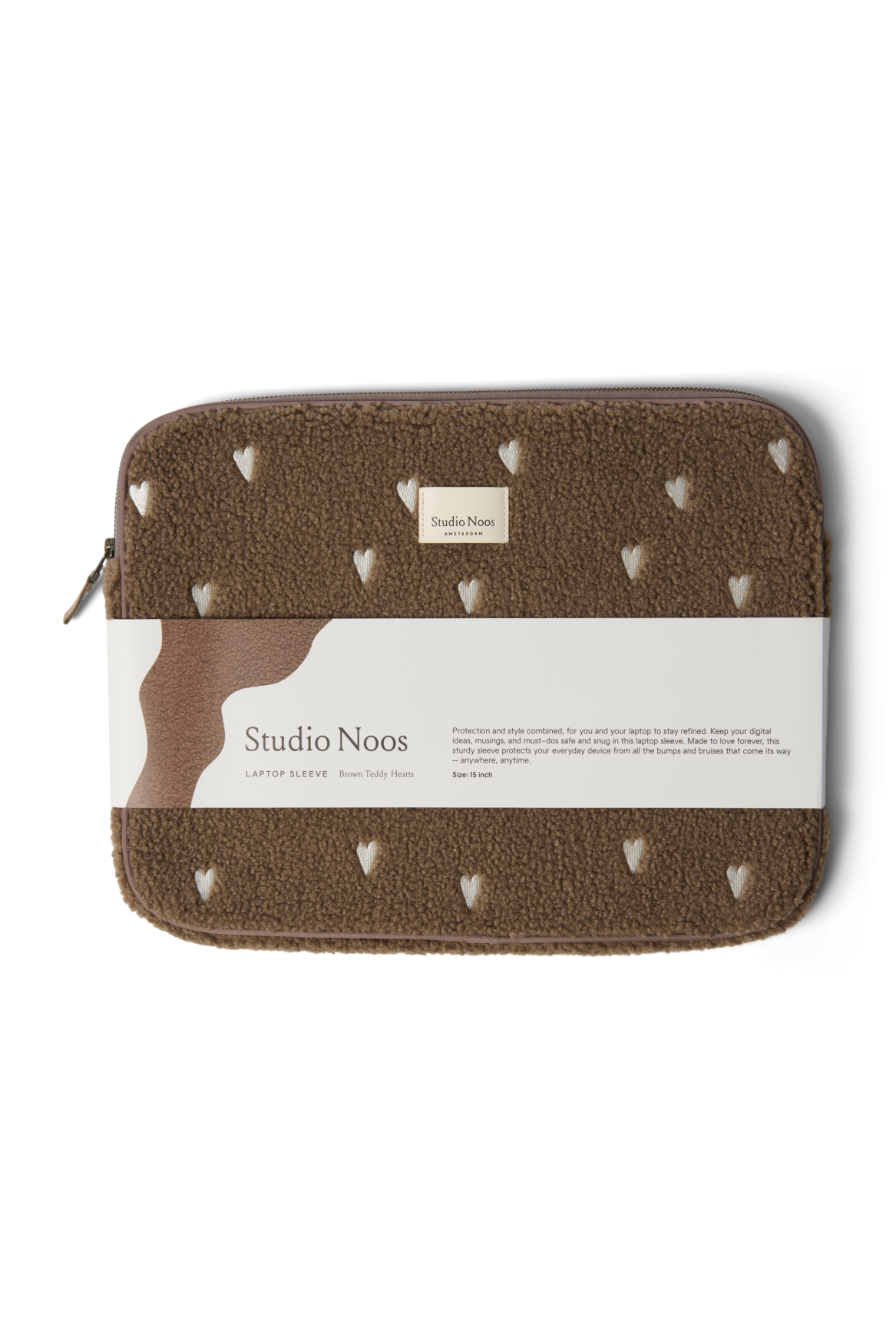 Studio Noos Teddy Laptop Sleeve 15 Zoll Hülle Brown Hearts