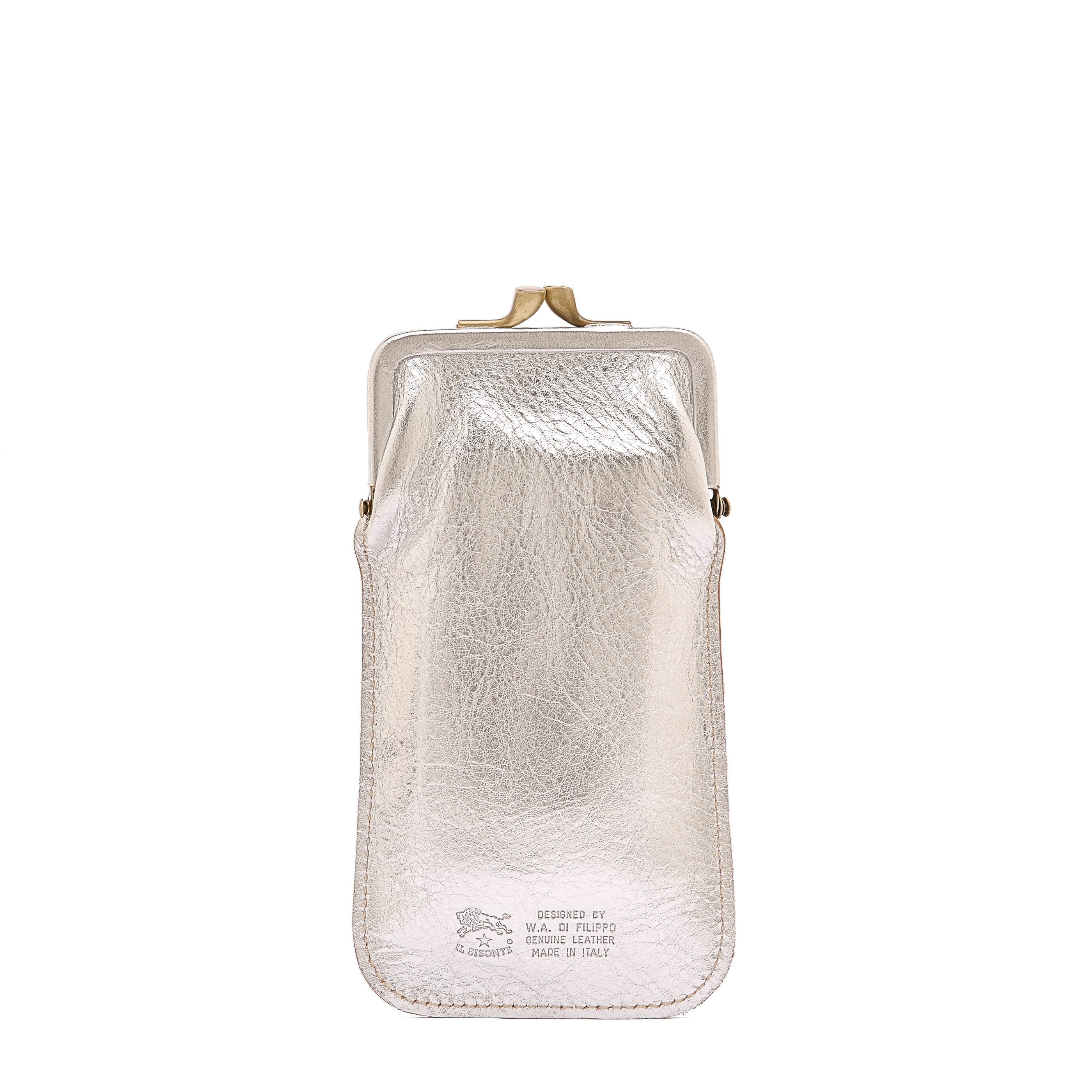 Il Bisonte Brillenetui Rindsleder silber metallic