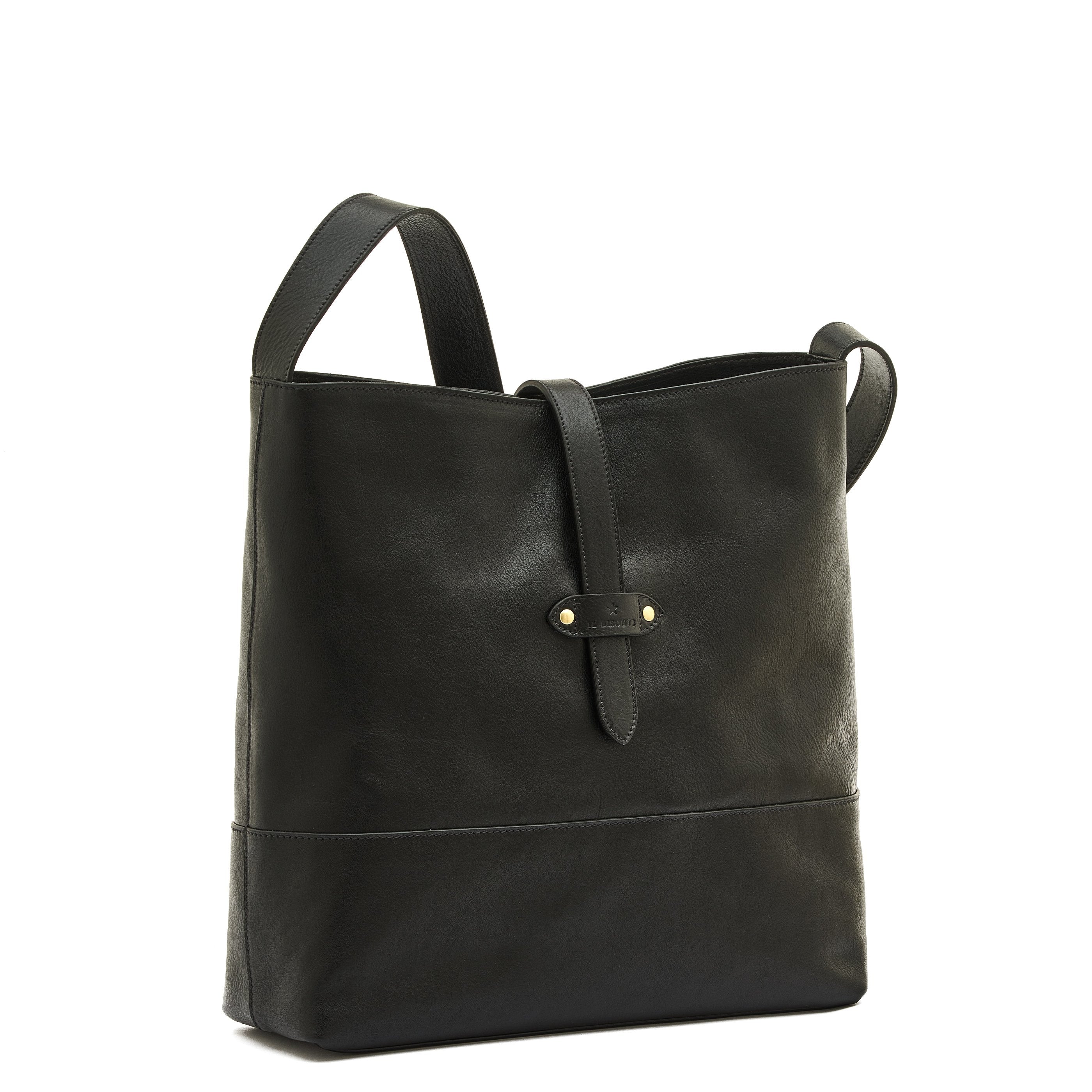 Il Bisonte Archivio Schultertasche schwarz Vollleder