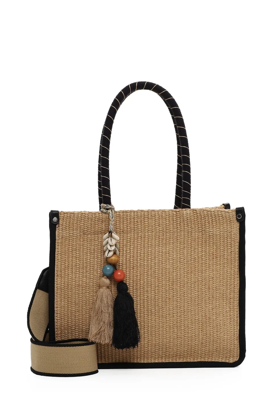 SURI FREY Kirsty Cityshopper M Schultertasche Schwarz-Kombi Bastoptik