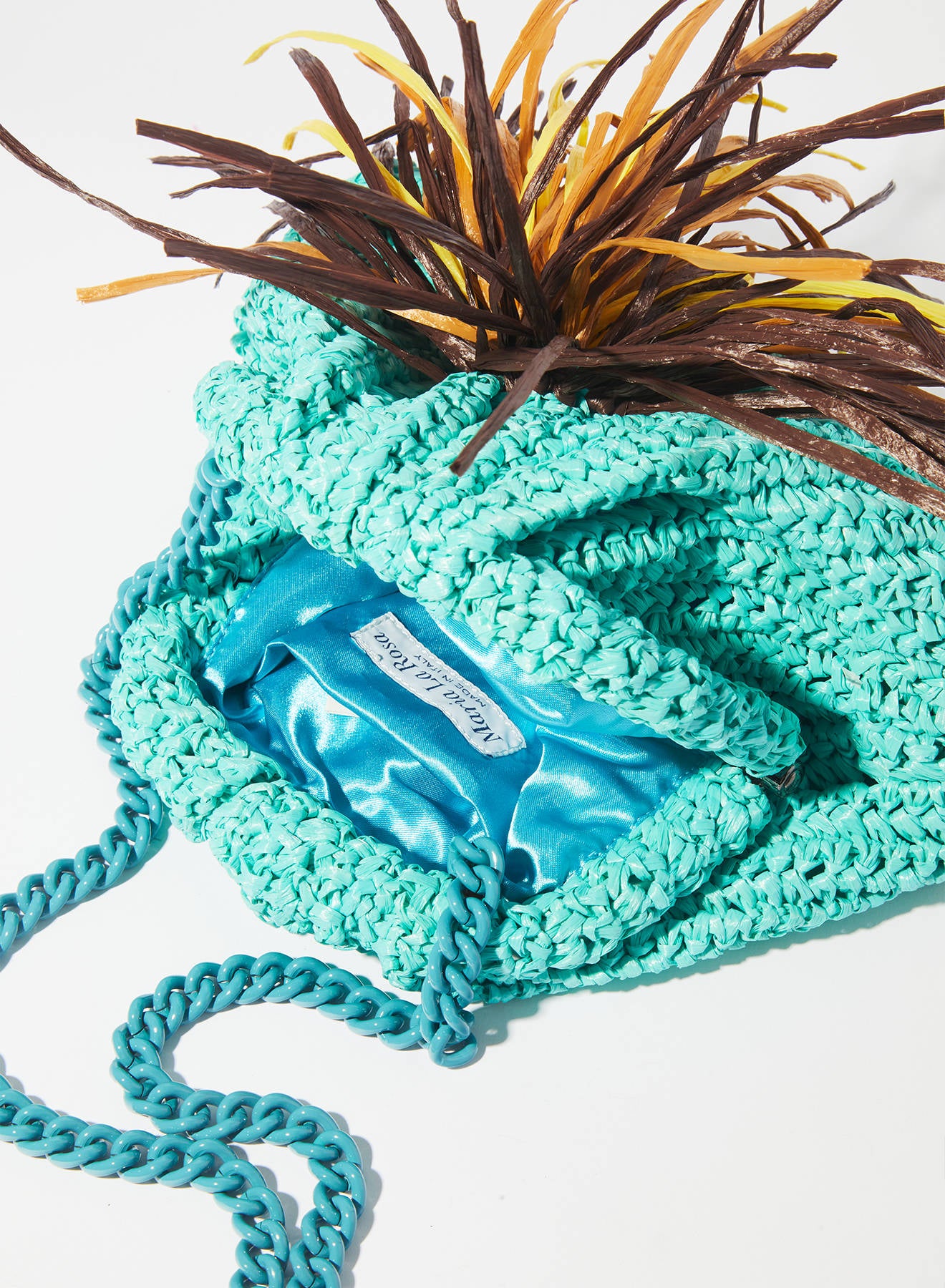 Maria la Rosa Eolia Mini Raffia Clutch Violet