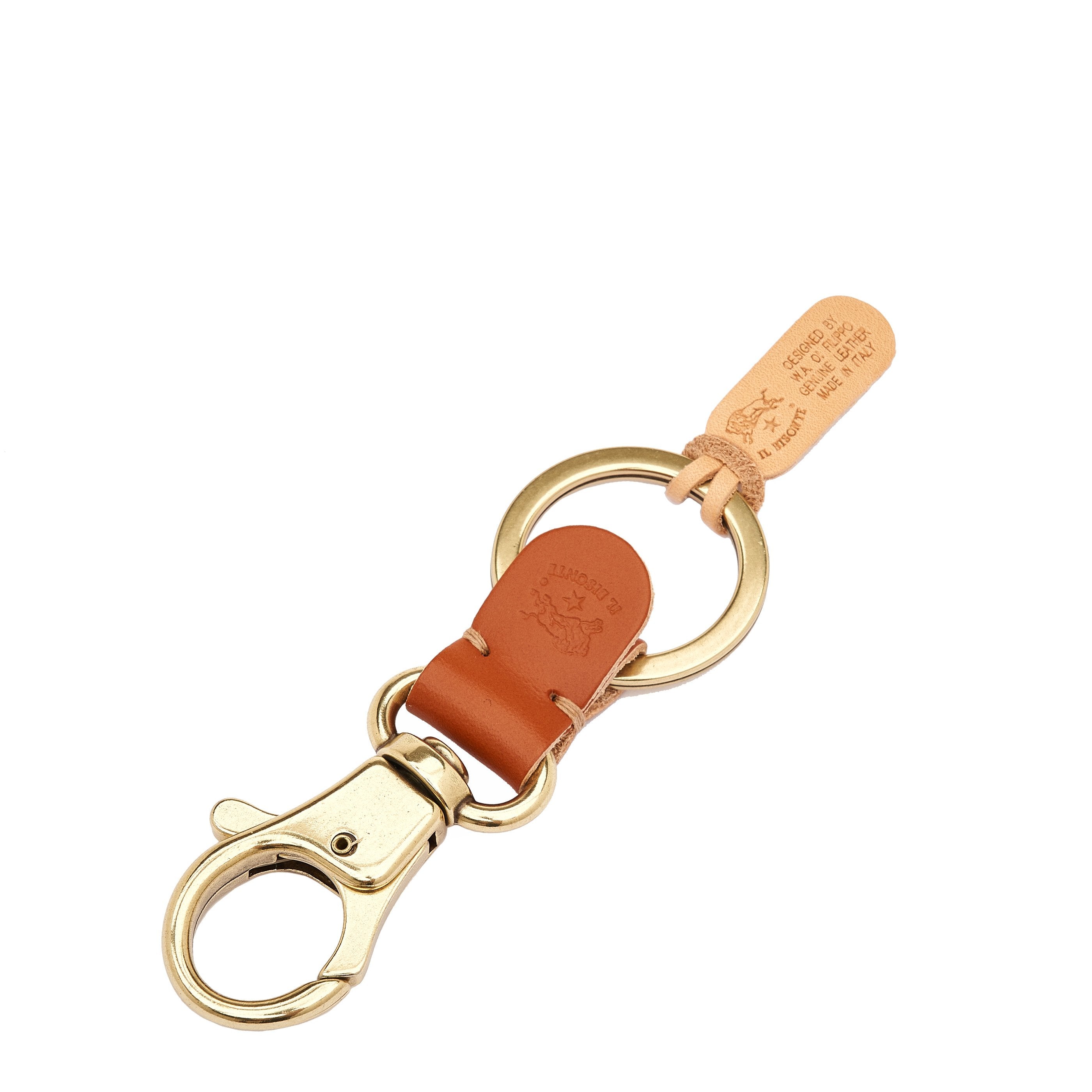 Il Bisonte Schlüsselanhänger Vollleder Karamell mit Karabiner