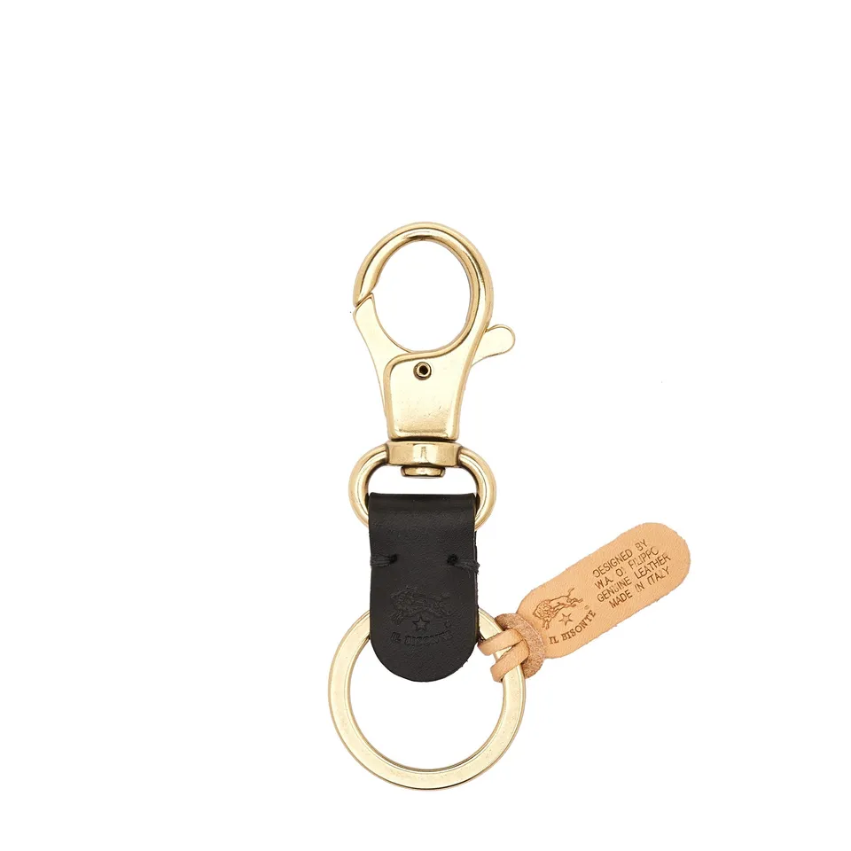 Il Bisonte Schlüsselanhänger Leder schwarz mit Karabiner