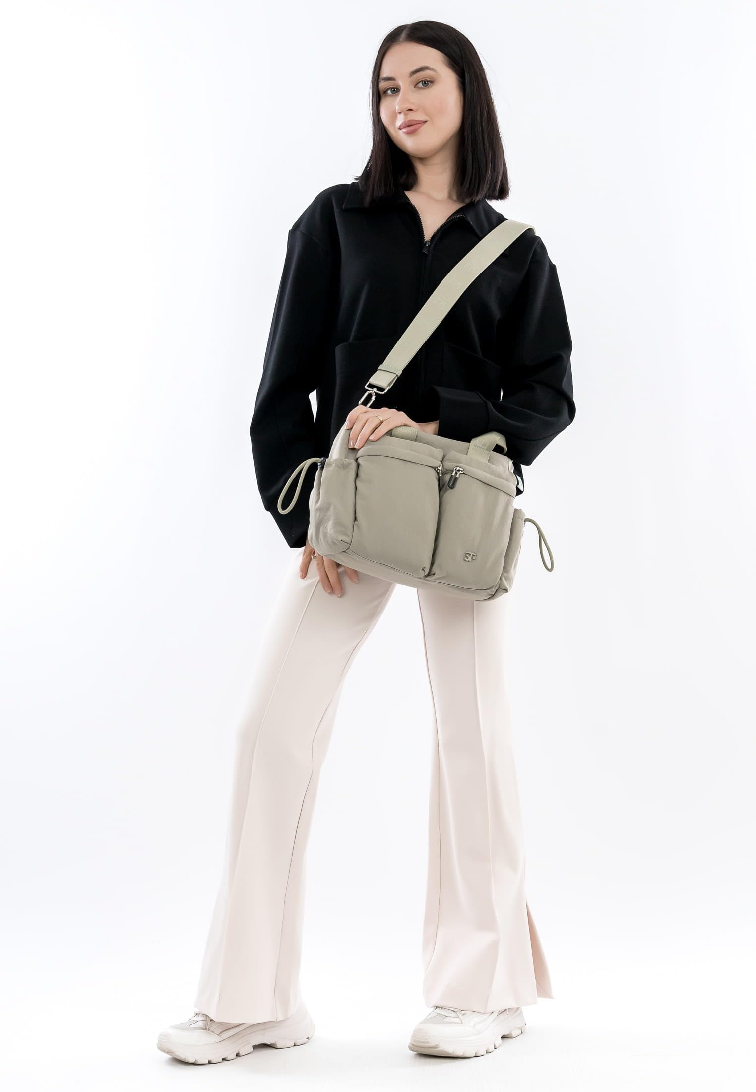 SURI FREY Abby Handbag With Zipper Umhängetasche Khaki Fächer
