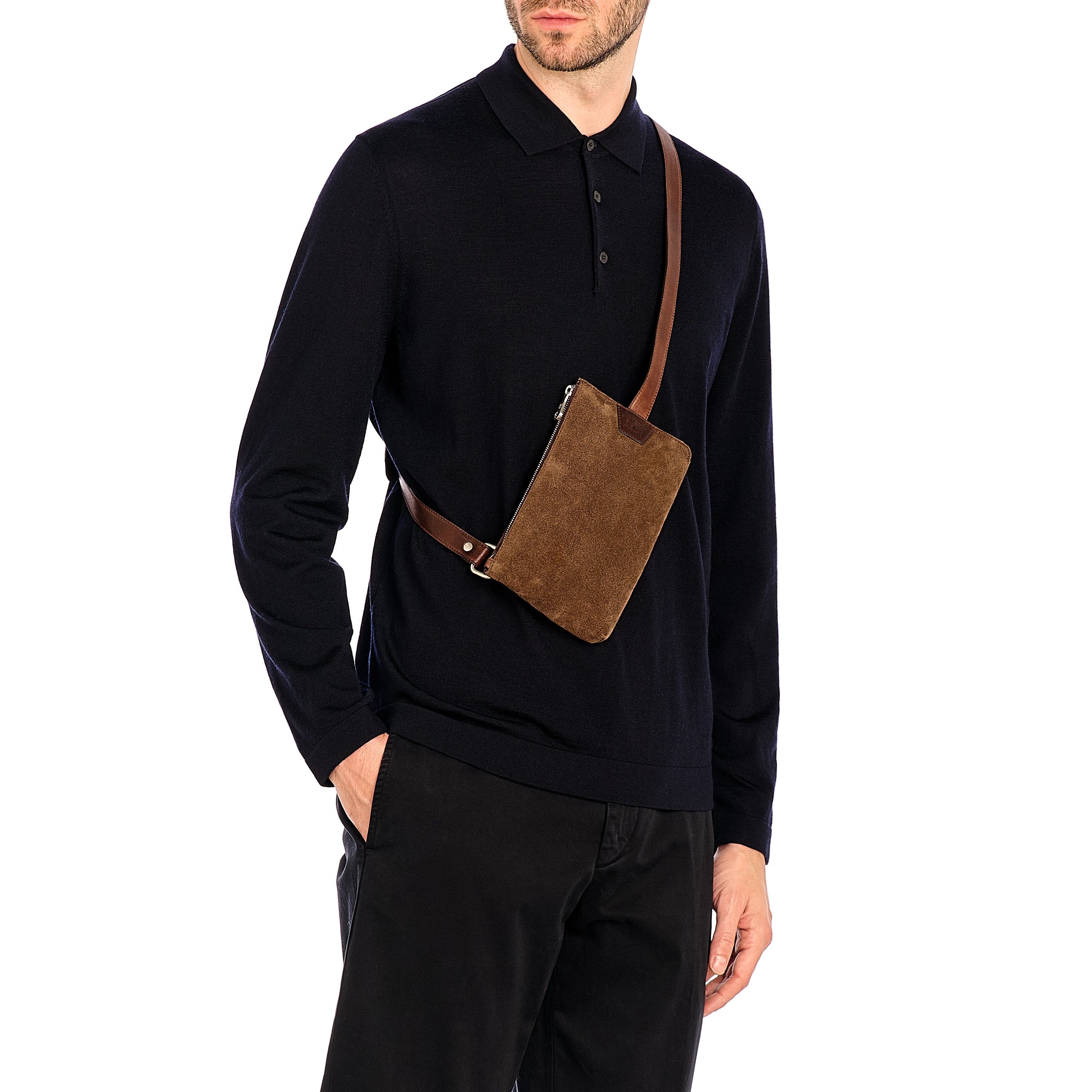 Il Bisonte Duccio Bauchtasche Veloursleder Braun