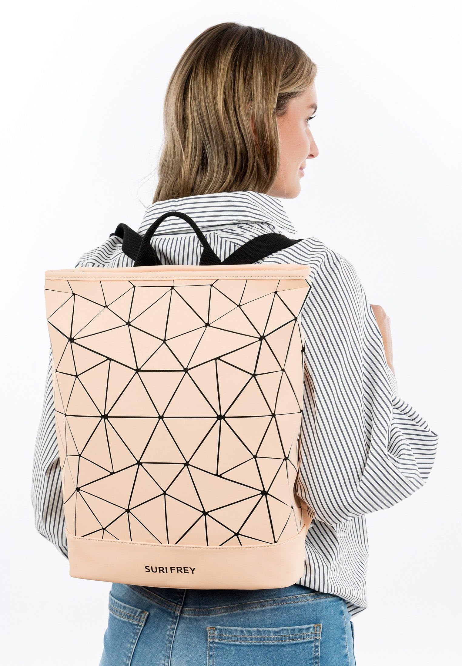 SURI FREY Jessy-Lu City Backpack L Rucksack Apricot 3D-Muster