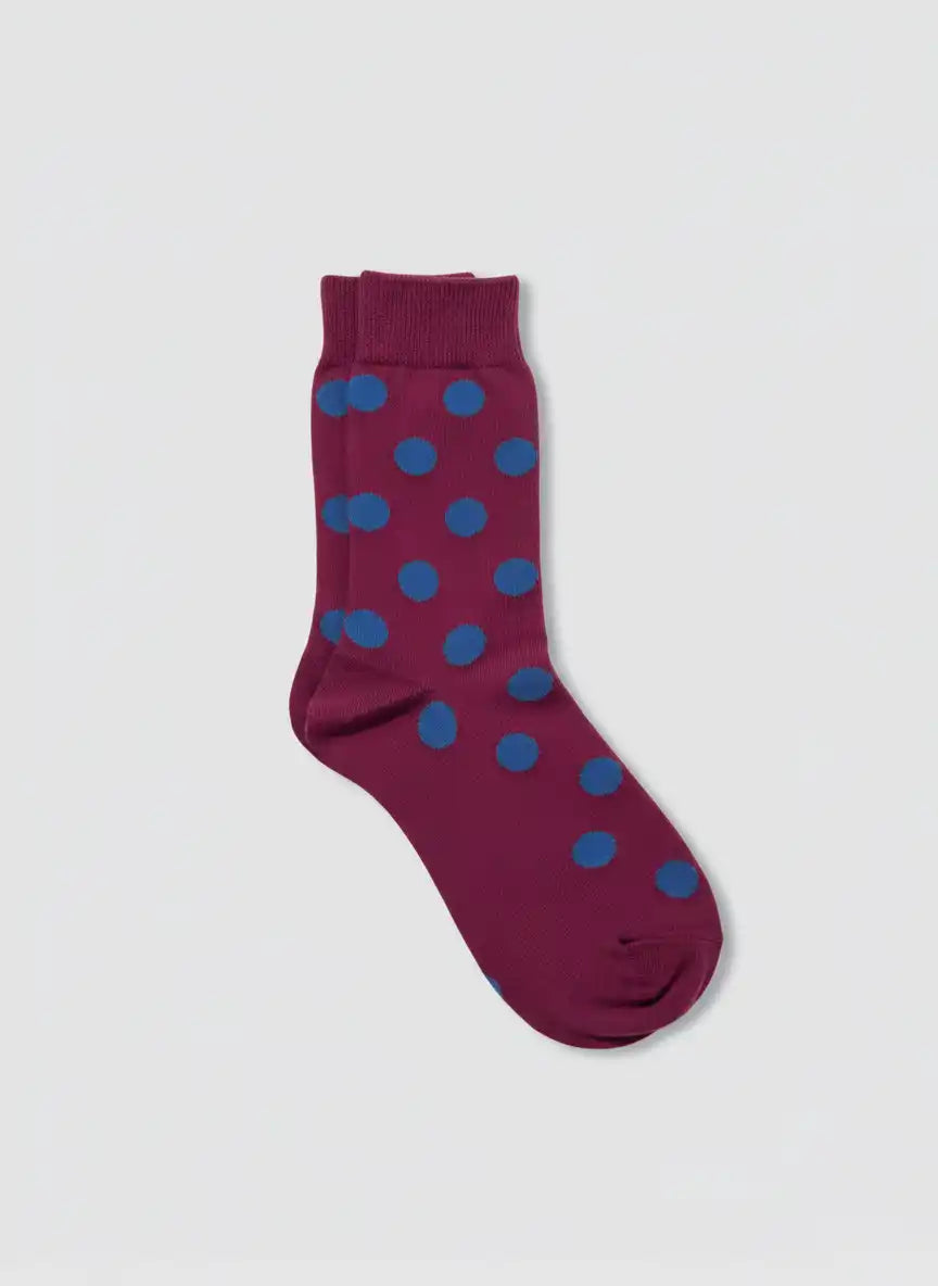 Maria la Rosa Dotty Socken Bordeaux Punkte Baumwolle