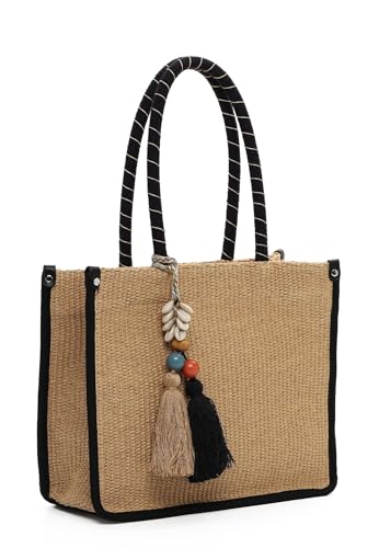 SURI FREY Kirsty Cityshopper M Schultertasche Schwarz-Kombi Bastoptik