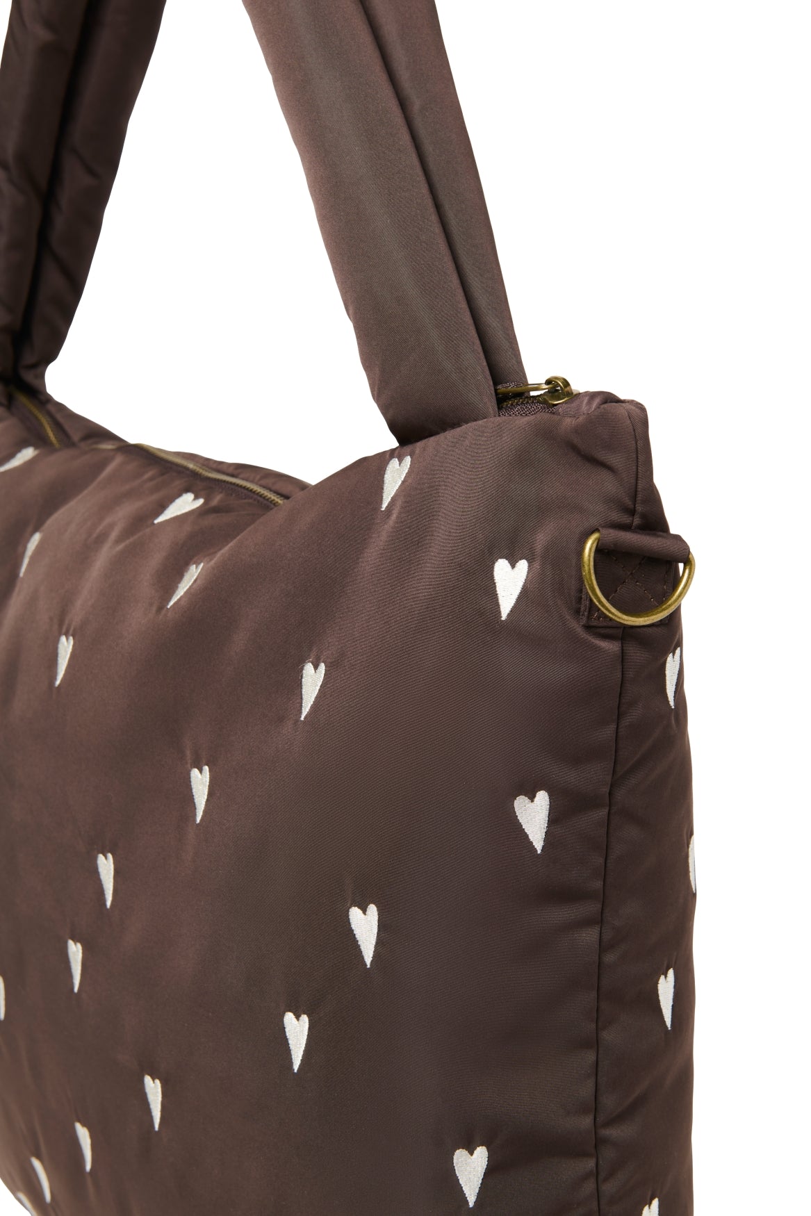 Studio Noos Puffy Wickeltasche Brown Hearts wasserabweisend
