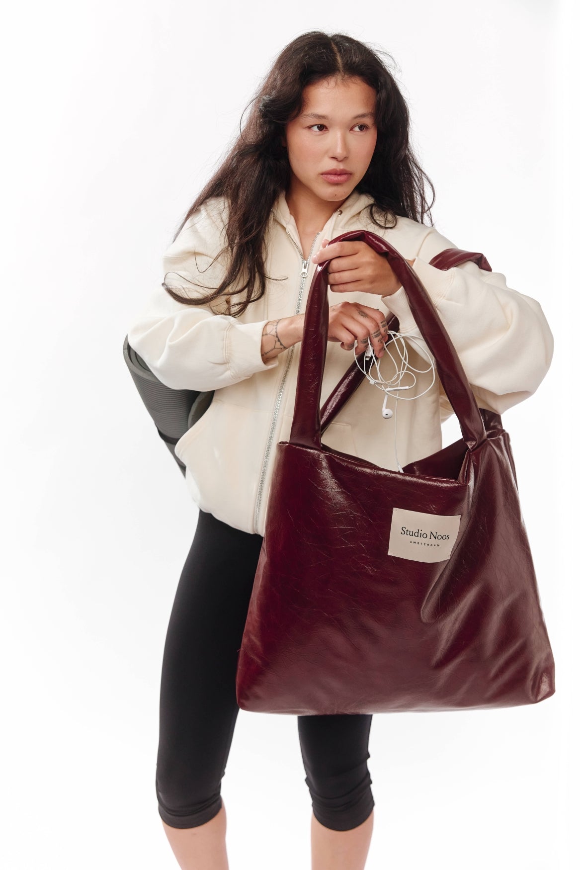 Studio Noos Vegan Mom Bag Shopper Burgundy Kunstleder