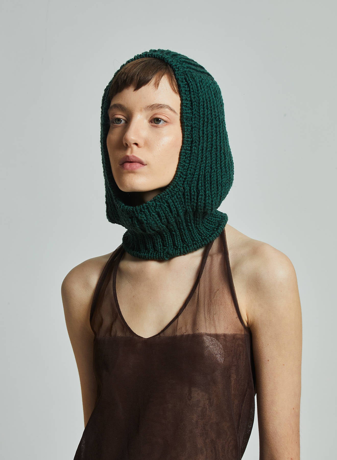 Maria la Rosa Lina Balaclava Smaragd Wolle
