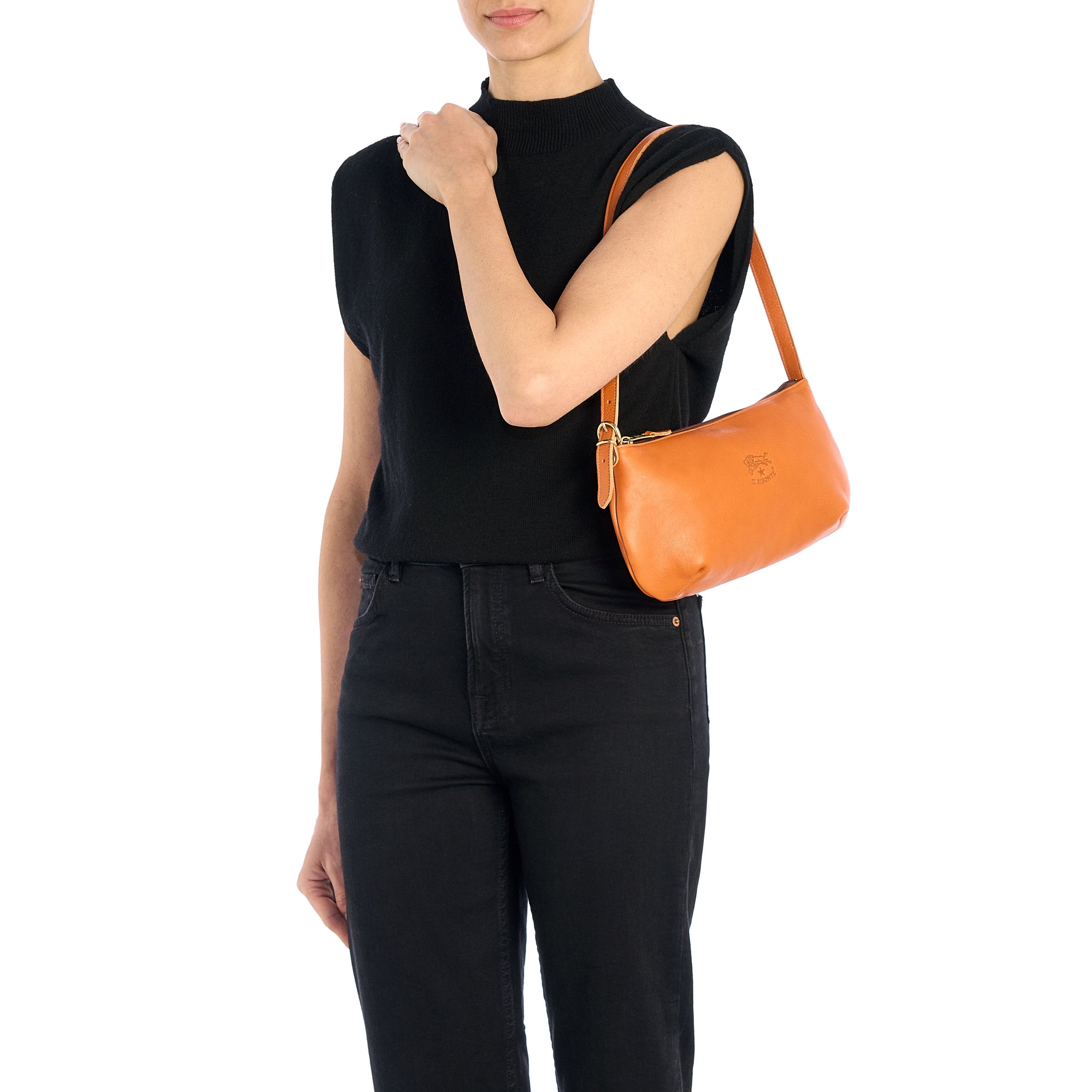 Il Bisonte Schultertasche Damen Vollleder karamell