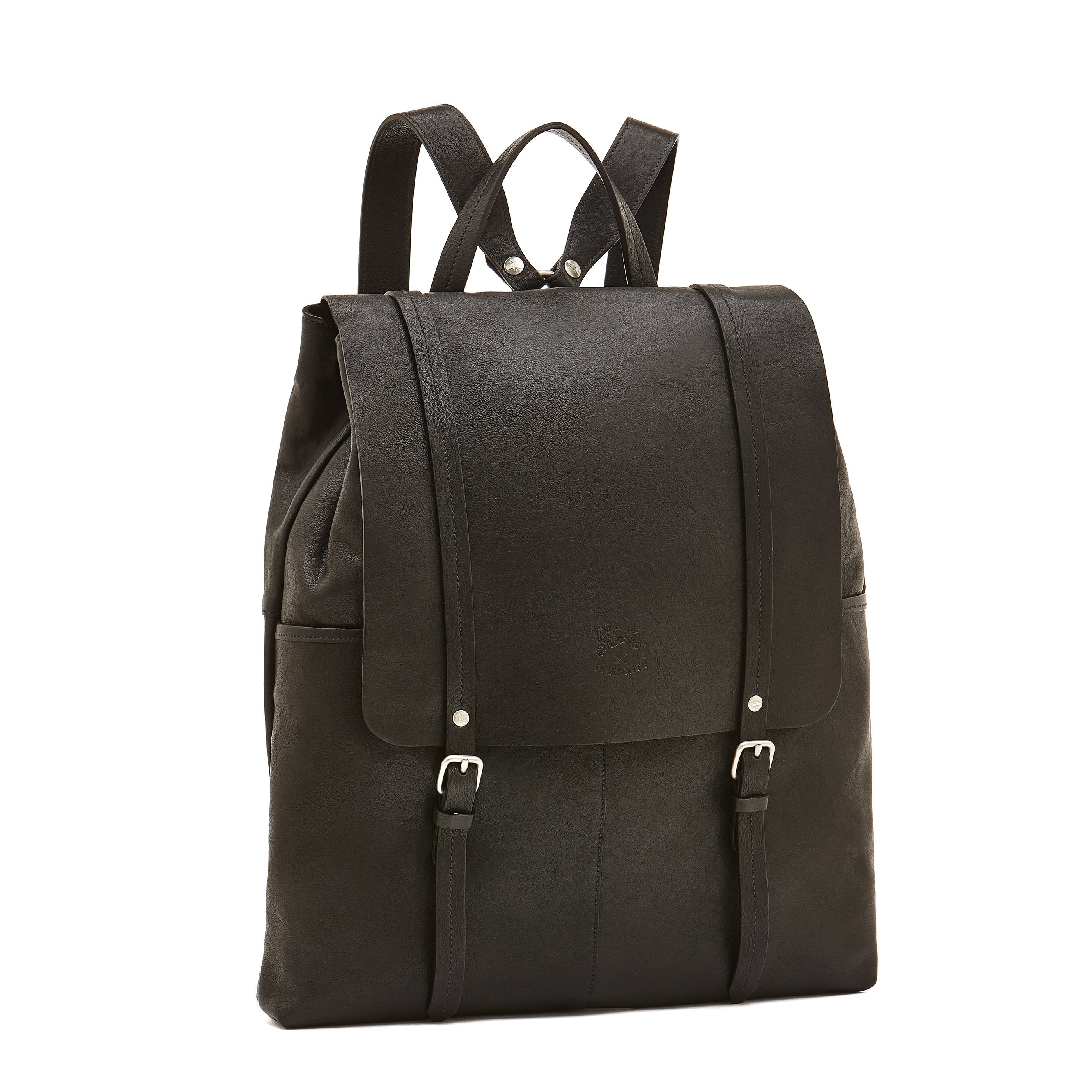 Il Bisonte Trappola Rucksack Schwarz Vollleder