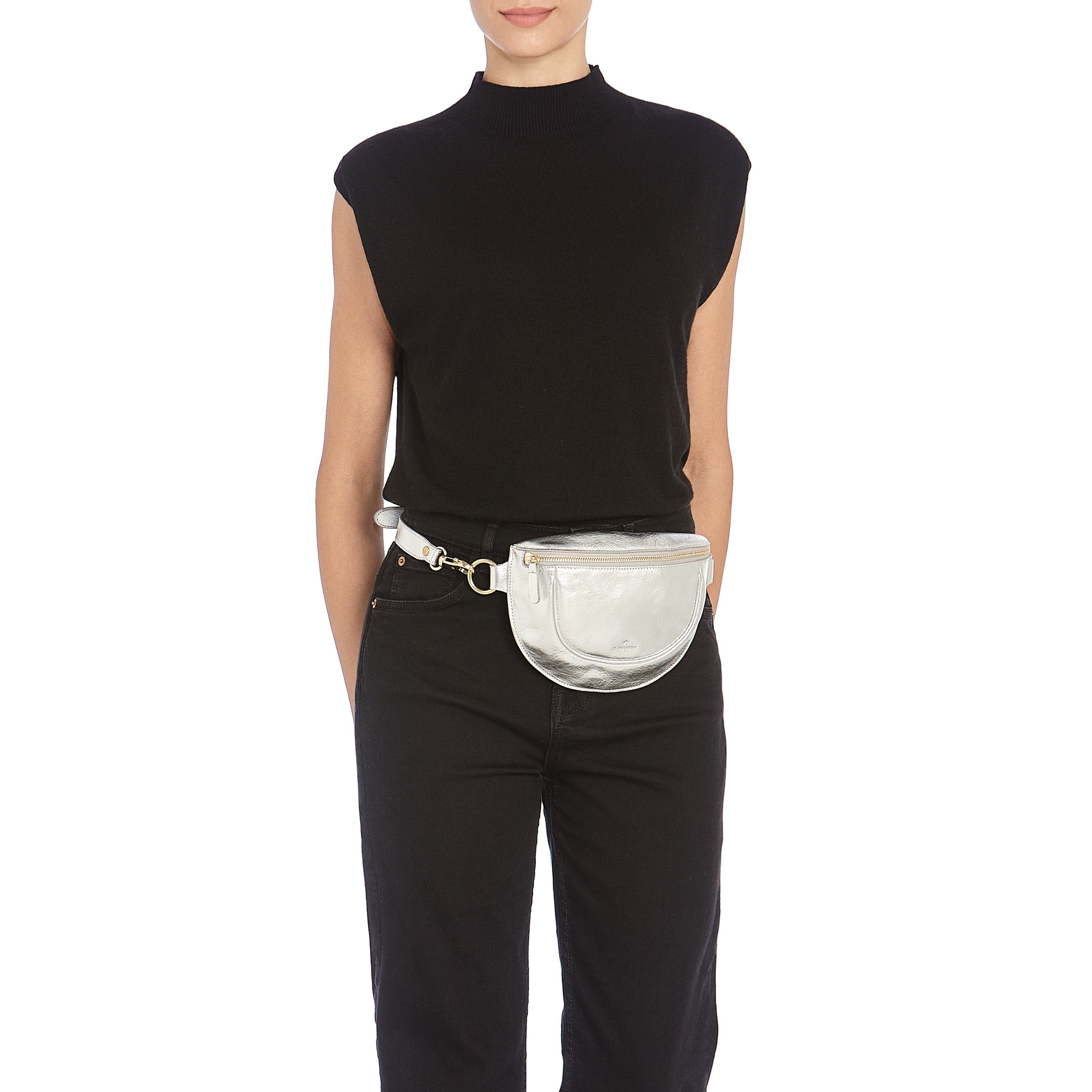 Il Bisonte Oliveta Gürteltasche Leder silber metallic