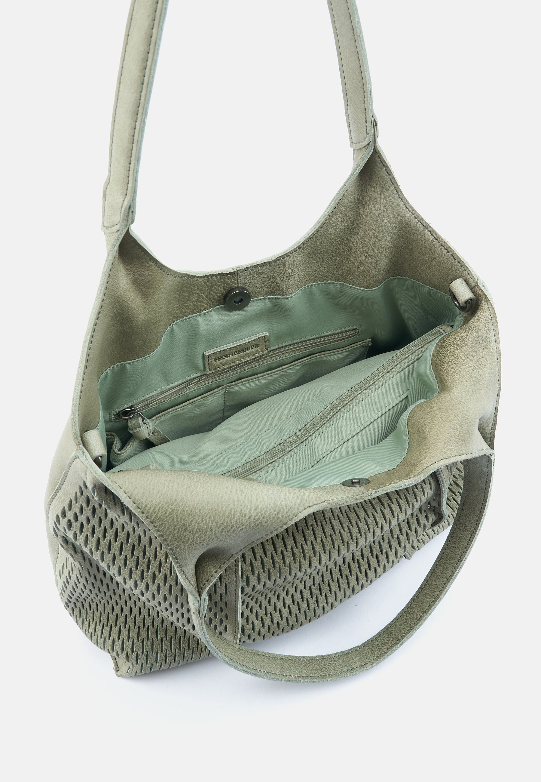 FREDsBRUDER Soft Cut Hobo Handtasche Leaf Rindsleder