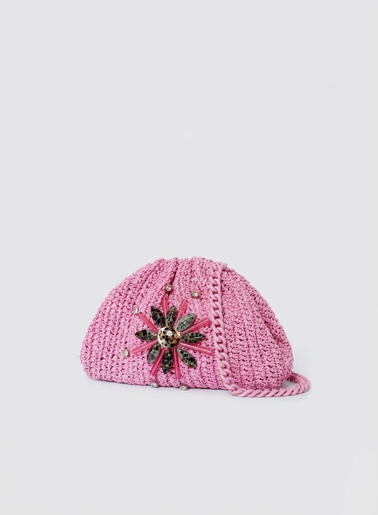 Maria la Rosa Raffelle Mini Bag Clutch Pink Häkel