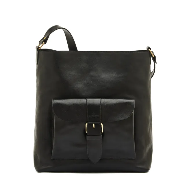 Il Bisonte 1990 Schultertasche Damen Schwarz Vollleder