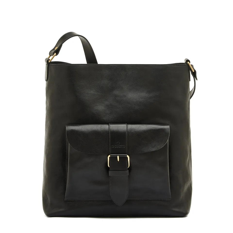 Il Bisonte 1990 Schultertasche Damen Schwarz Vollleder