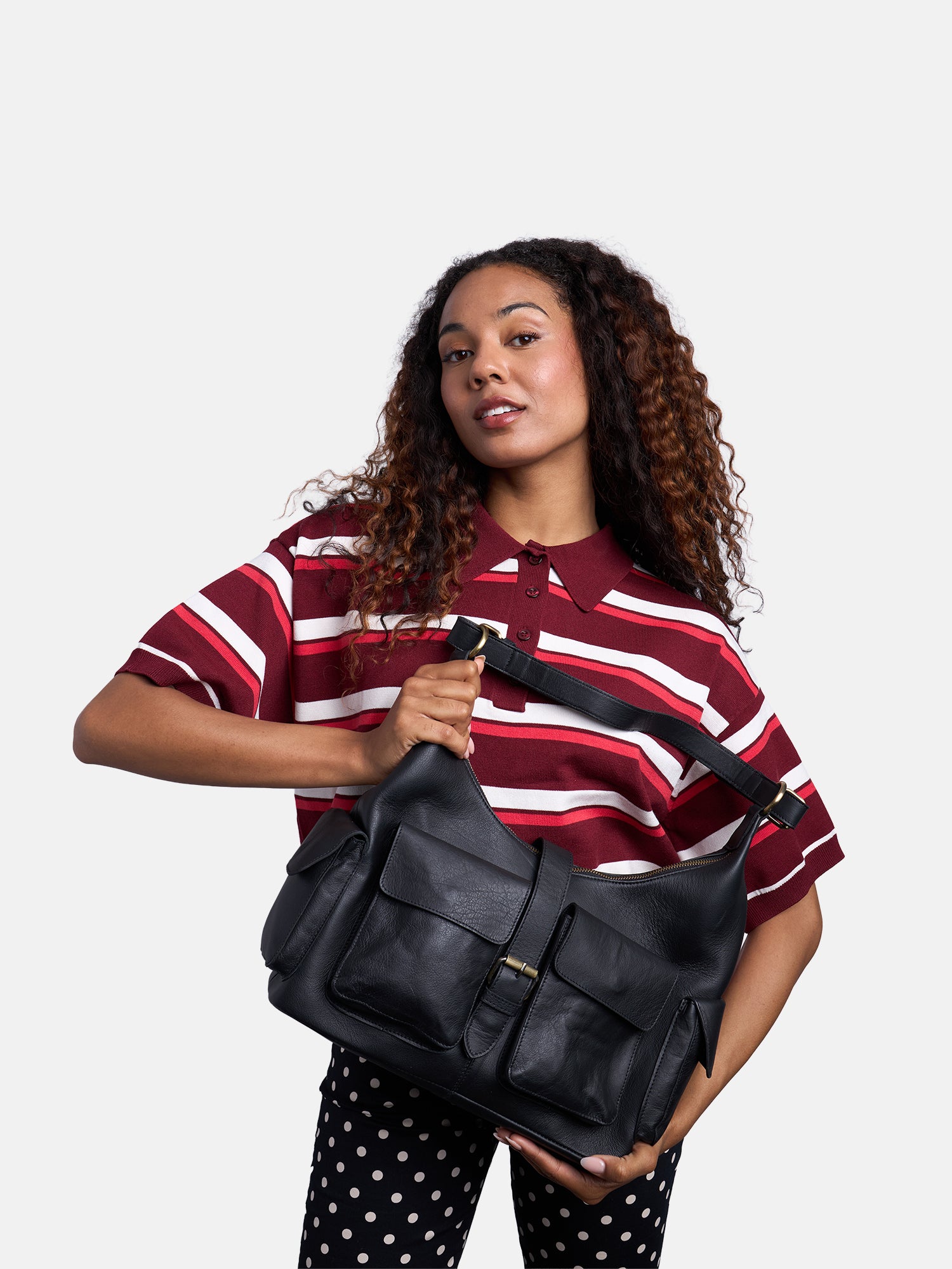 RE:DESIGNED Solvej Large Schultertasche Schwarz Fächer