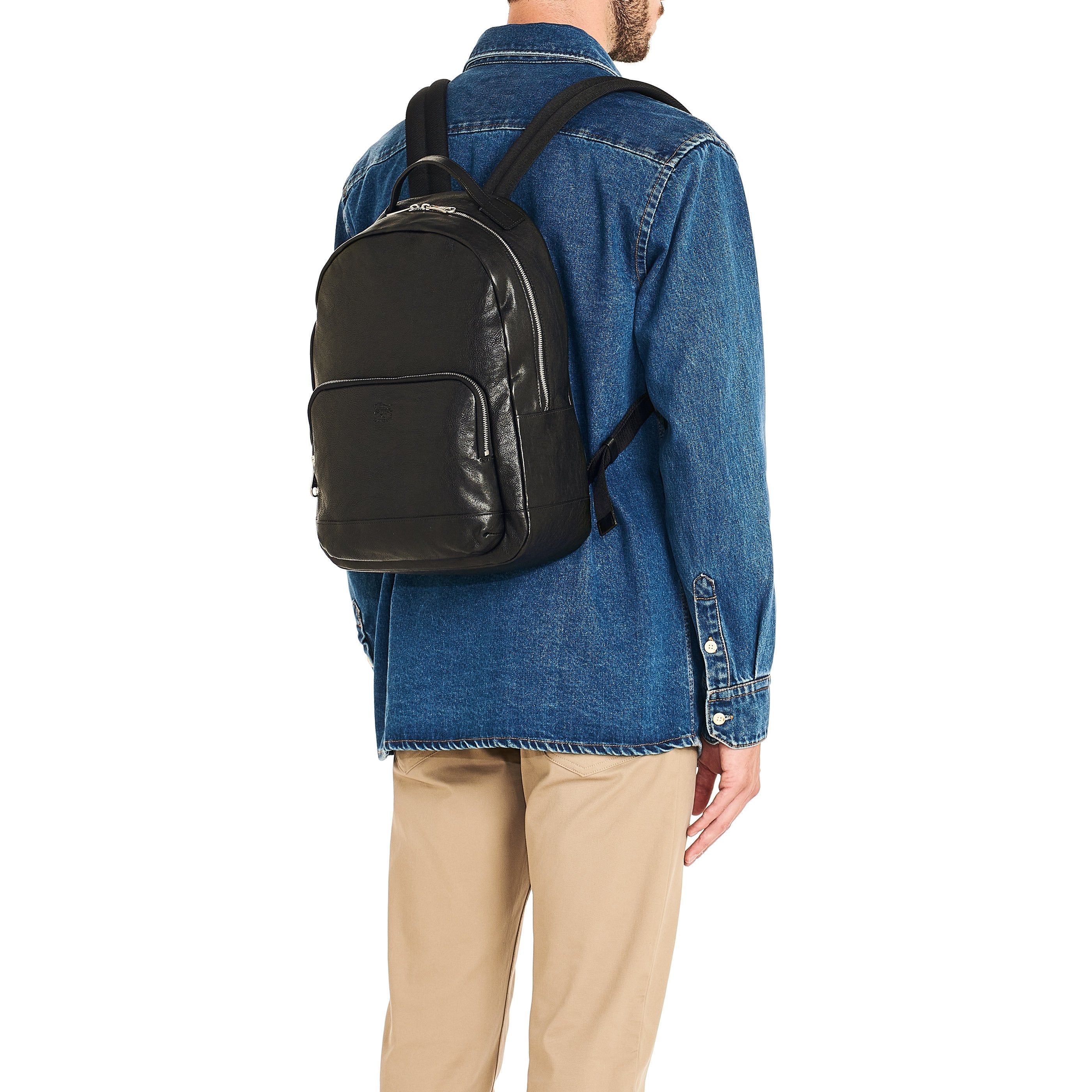 Il Bisonte Meleto Rucksack schwarz Vollleder