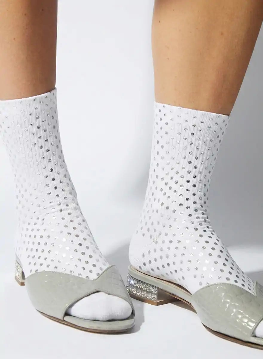 Maria la Rosa Polka Dots Socken Weiß Seide