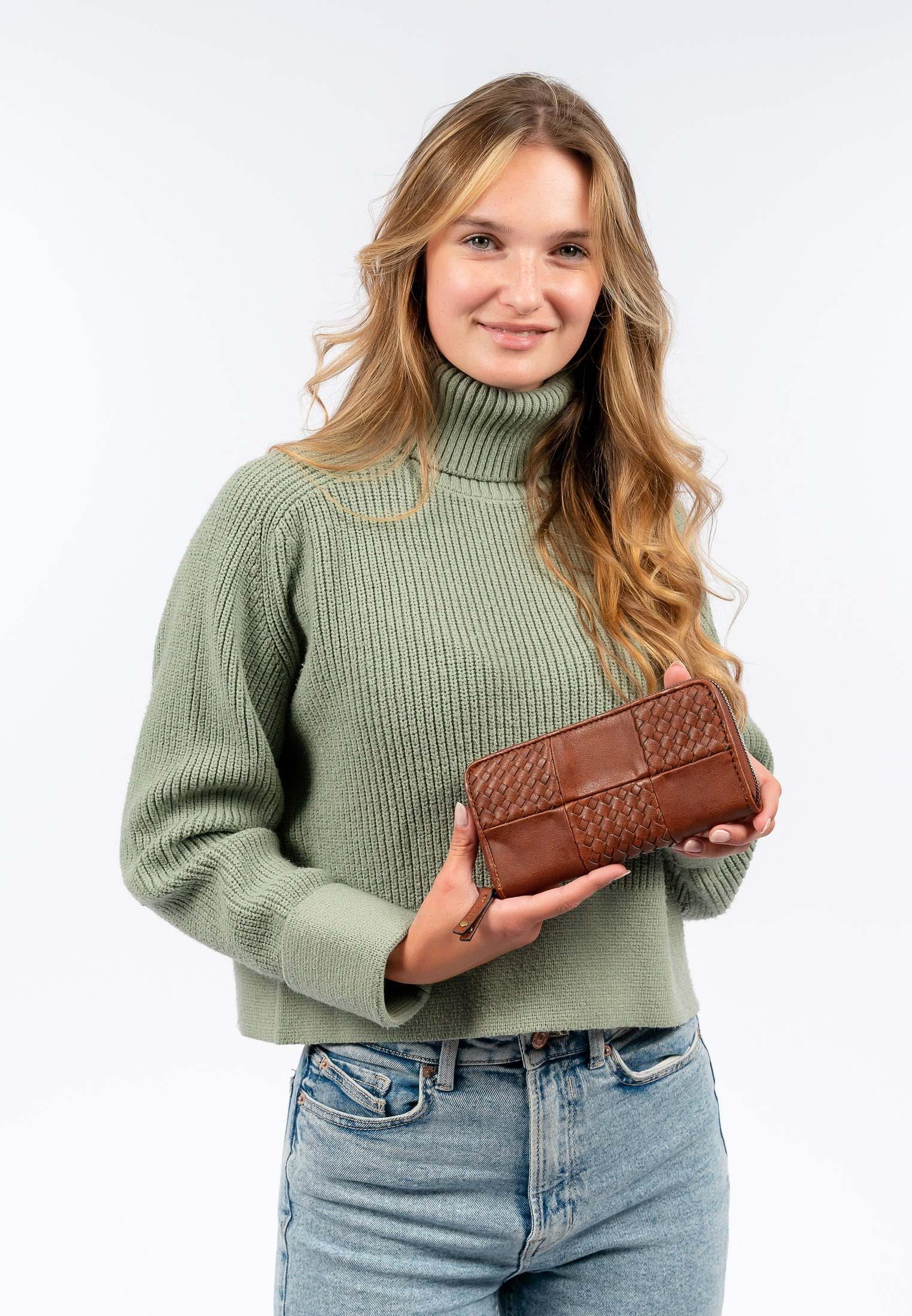 SURI FREY Bly Zip Around Geldbörse Cognac Patchwork