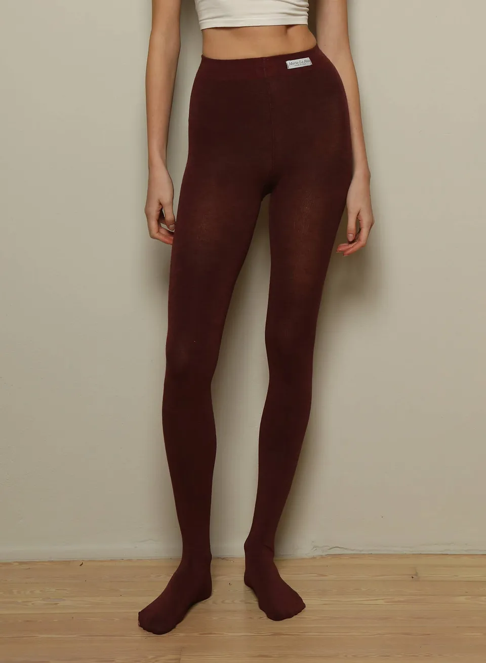 Maria la Rosa Liebe Basic Tights Bordeaux Wollstrumpfhose