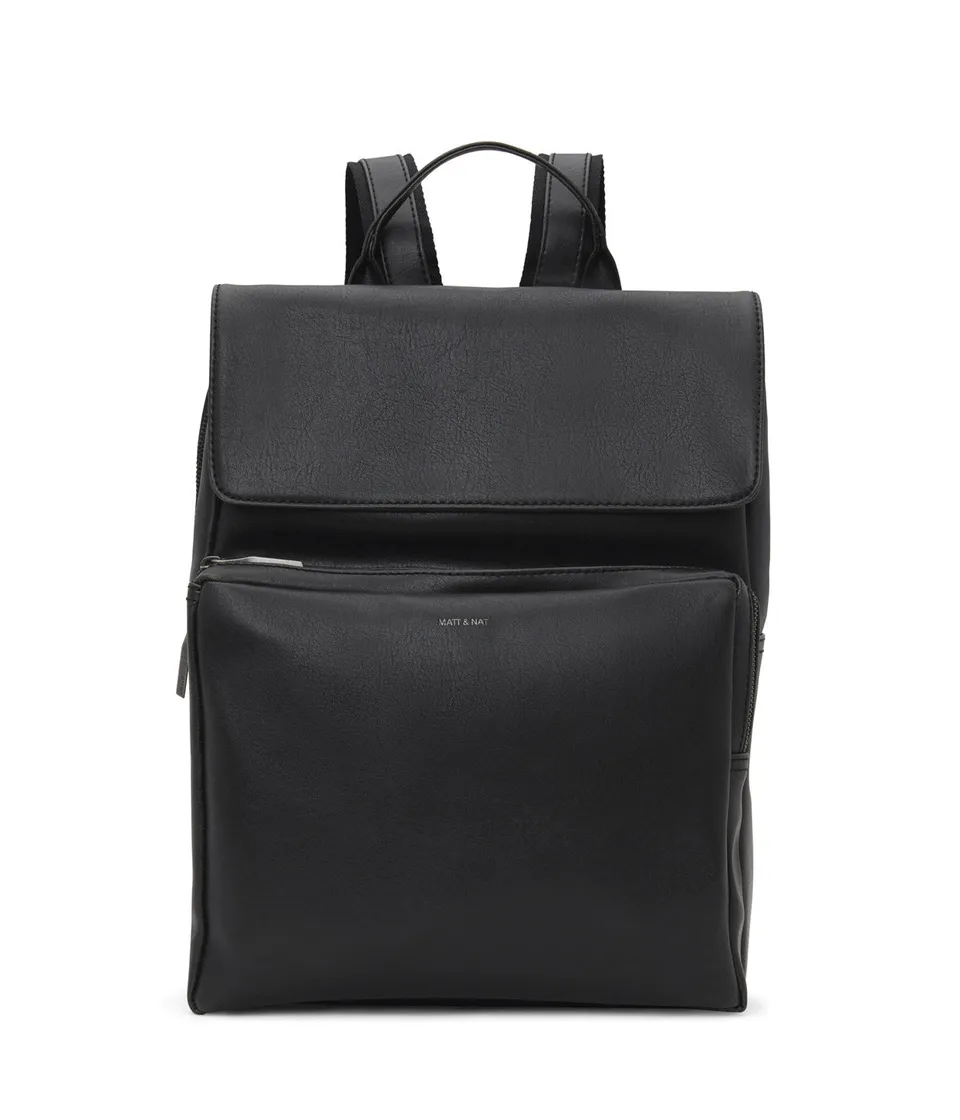 Matt & Nat PAXX Vintage Rucksack Schwarz vegan Laptopfach