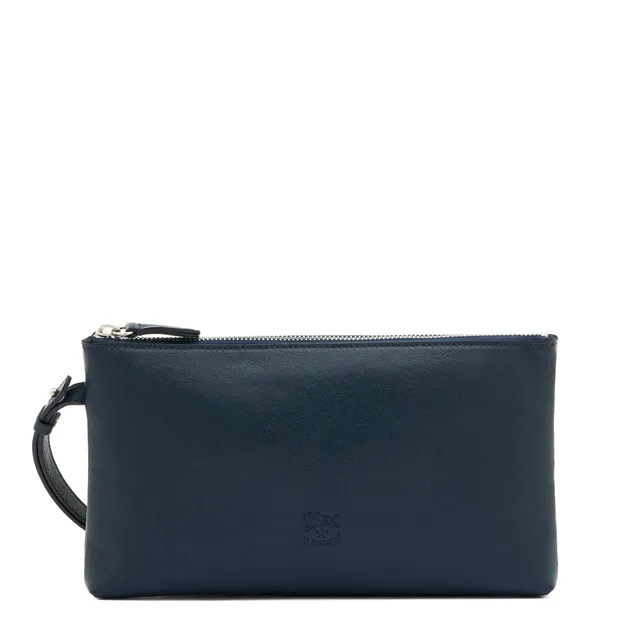Il Bisonte Oriuolo Clutch Mitternachtsblau Vollleder