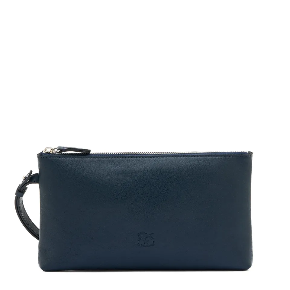 Il Bisonte Oriuolo Clutch Mitternachtsblau Vollleder