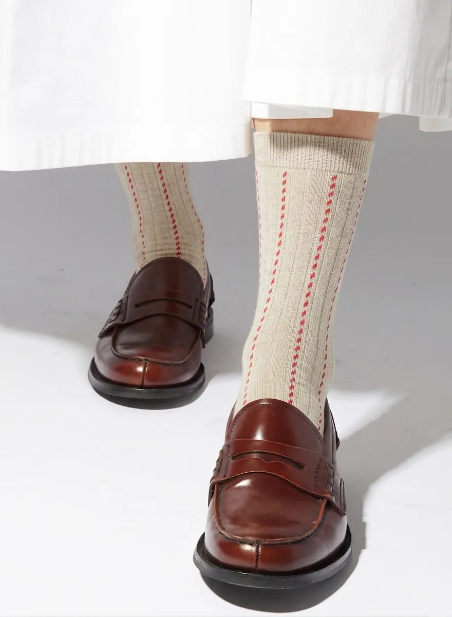 Maria la Rosa WD034RI1864 Socken Natural Baumwolle Ringel