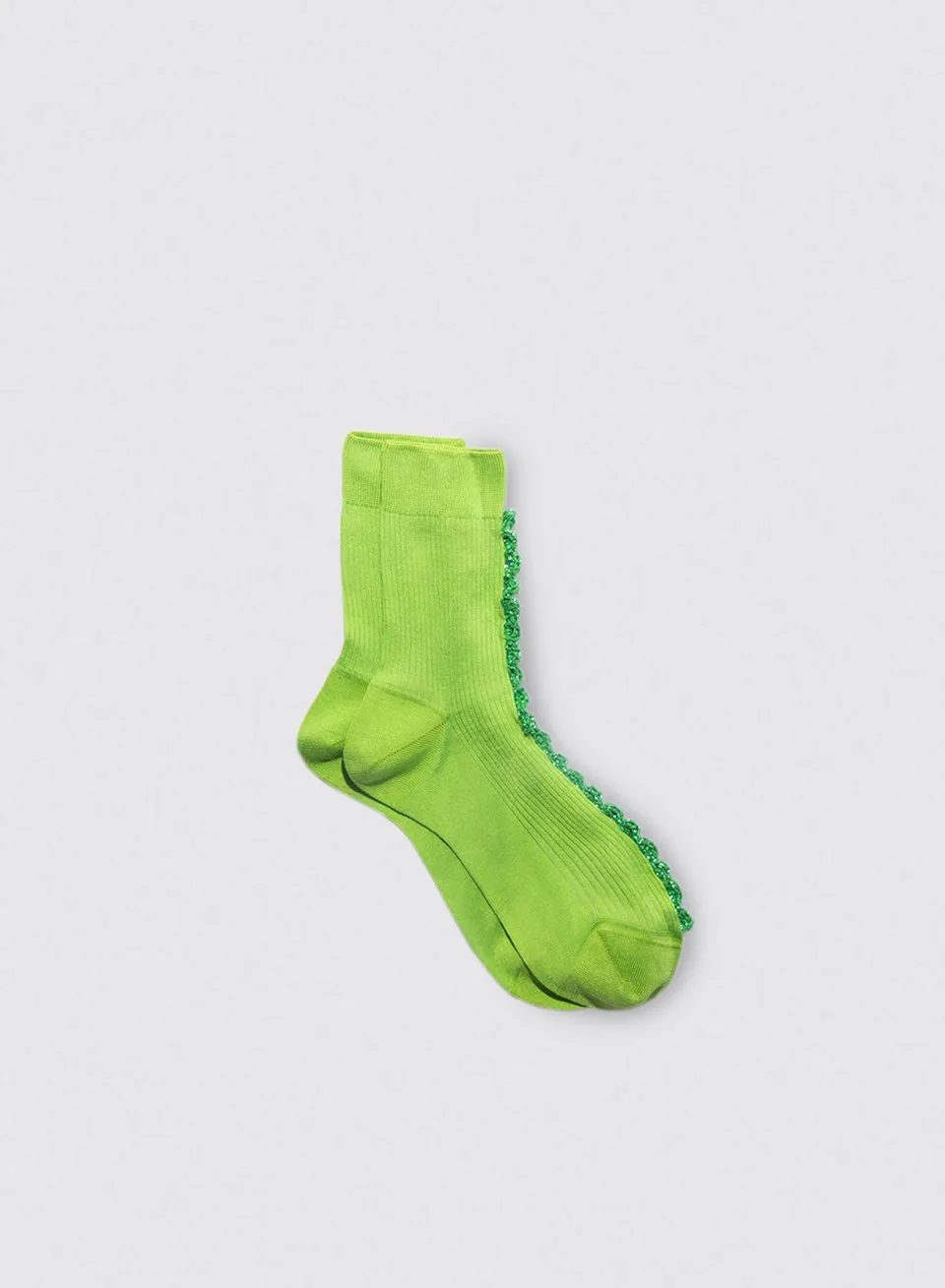 Maria la Rosa Crochet Socken Green Seide Lurex