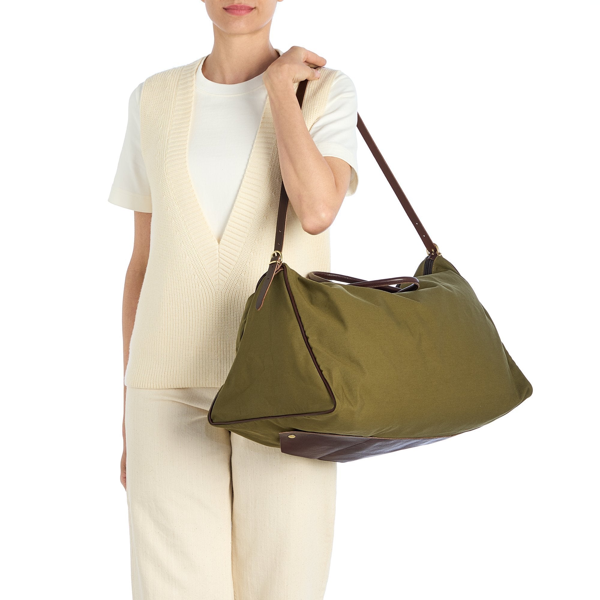 Il Bisonte Vagabonda Reisetasche Grün Polycotton Leder