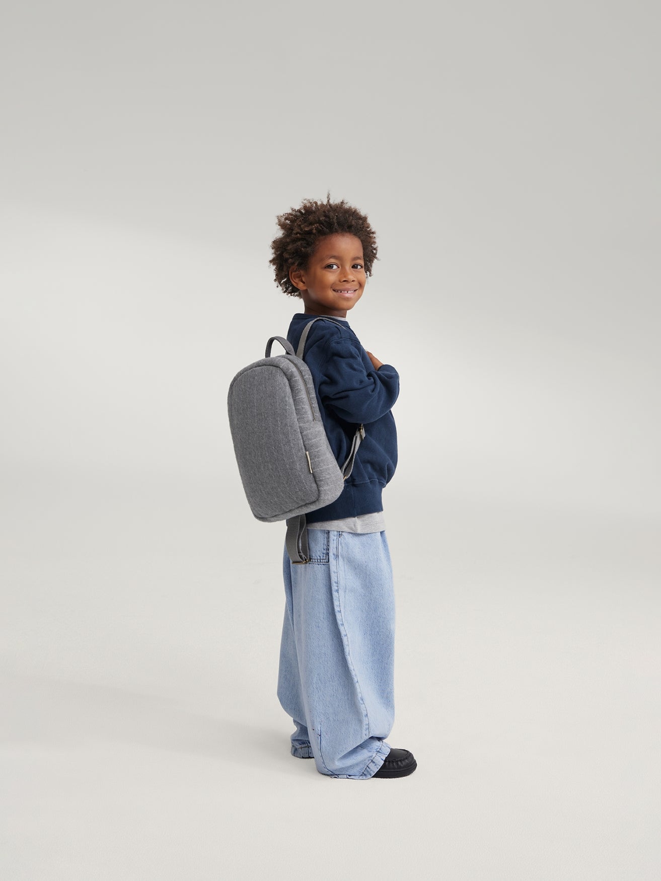 Studio Noos Flannel Chalkstripe Mini Rucksack Hellgrau