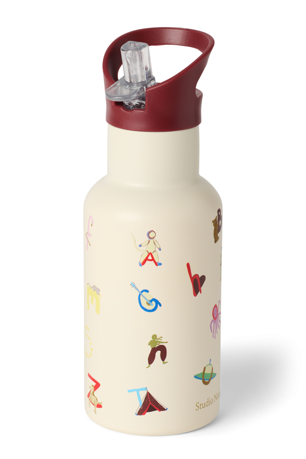 Studio Noos Stainless Bottle Trinkflasche 350ml Alphabet Edelstahl