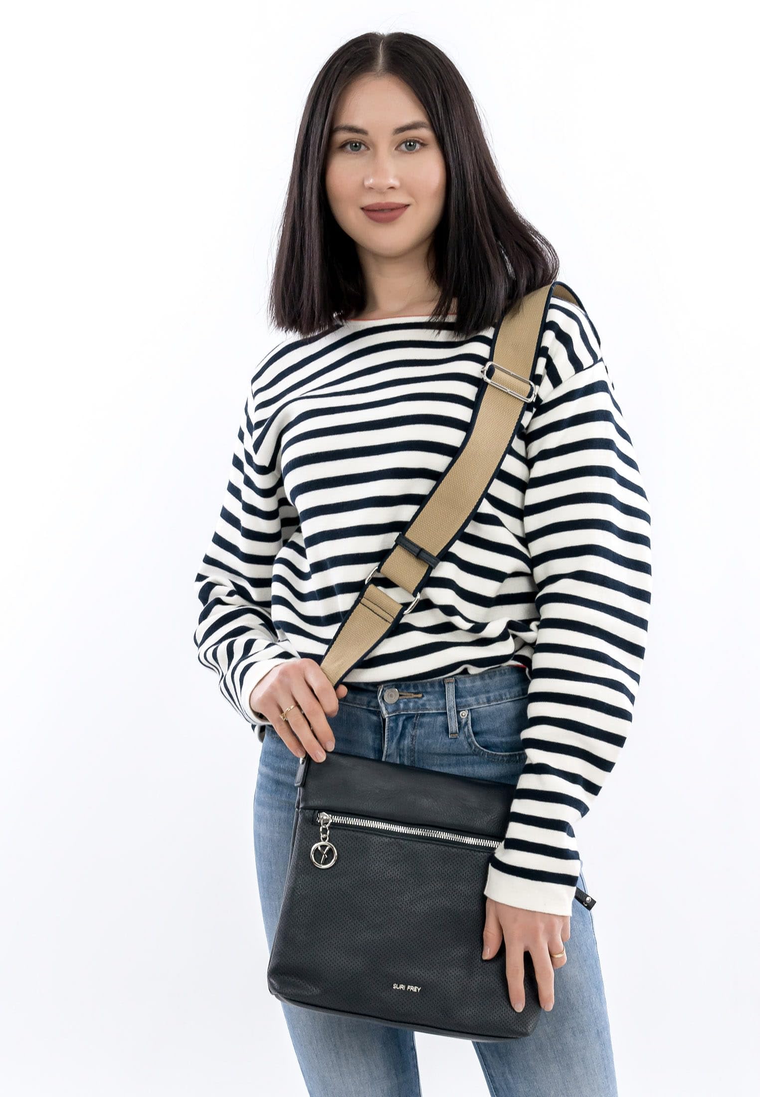 SURI FREY Patsy Crossover Bag Umhängetasche Blue Perforation