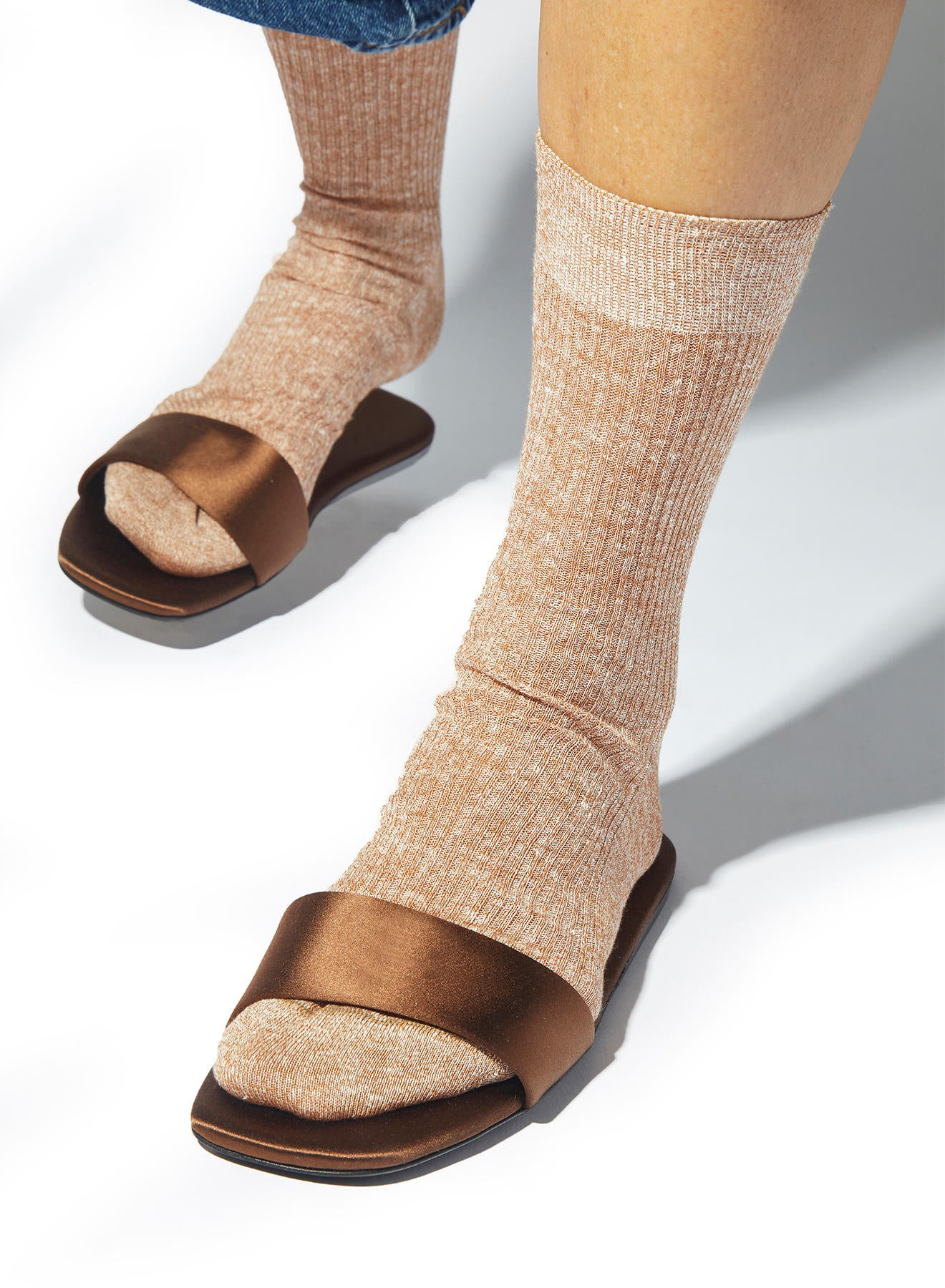 Maria la Rosa Linen Socken Braun Leinen