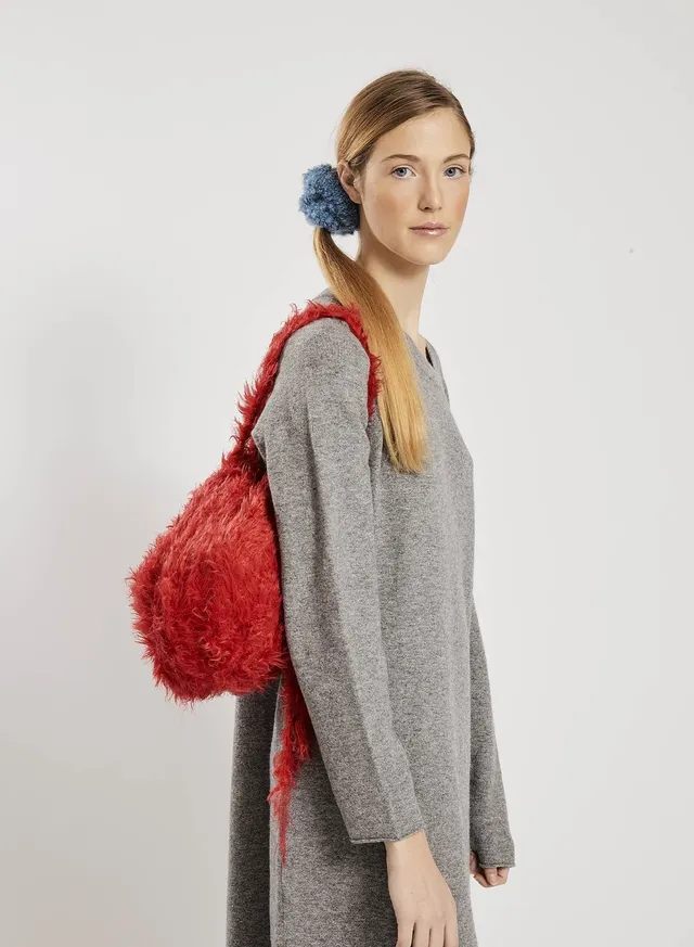 Maria la Rosa Feathers SH301 Handtasche Schwarz Flausch