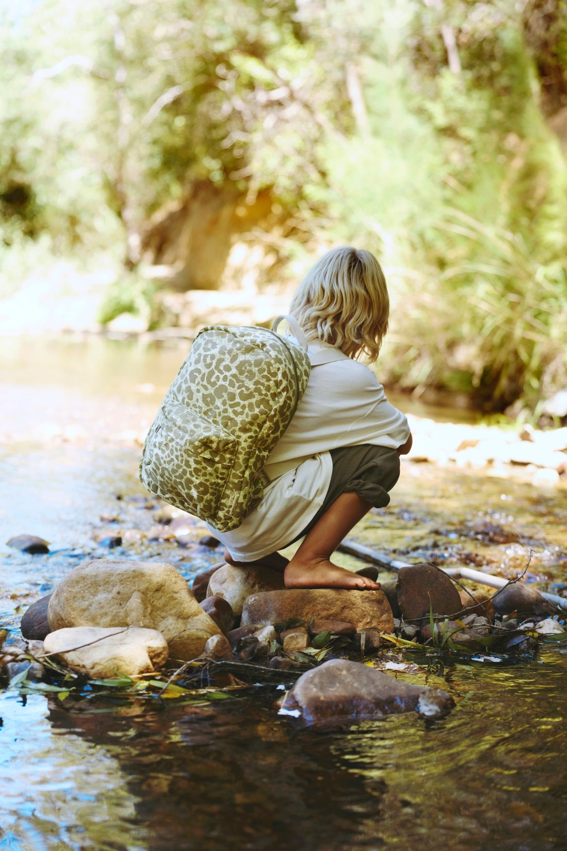 Studio Noos Cotton Midi Rucksack Green Leopard Baumwolle