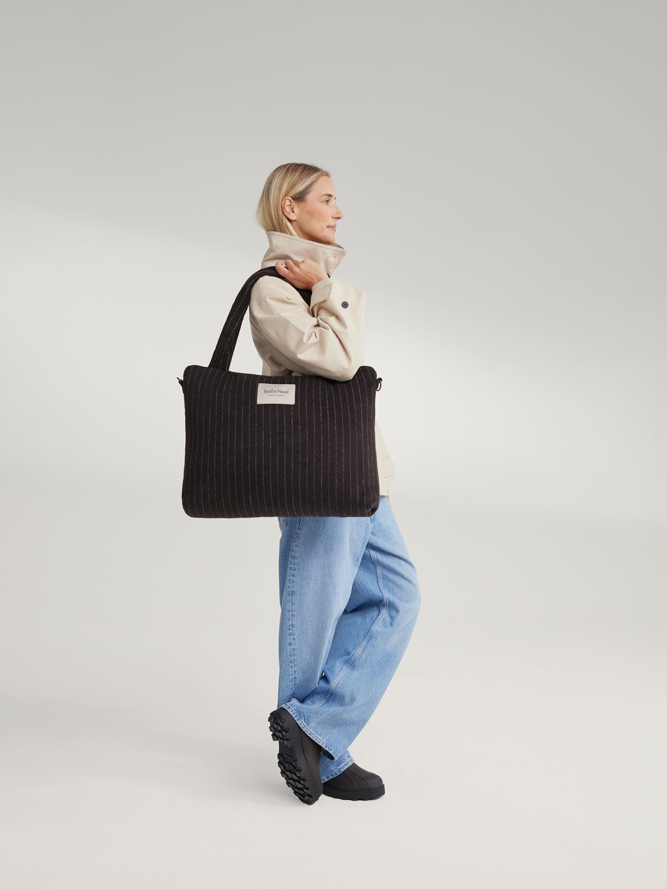 Studio Noos Flannel Wickeltasche Braun Chalkstripe