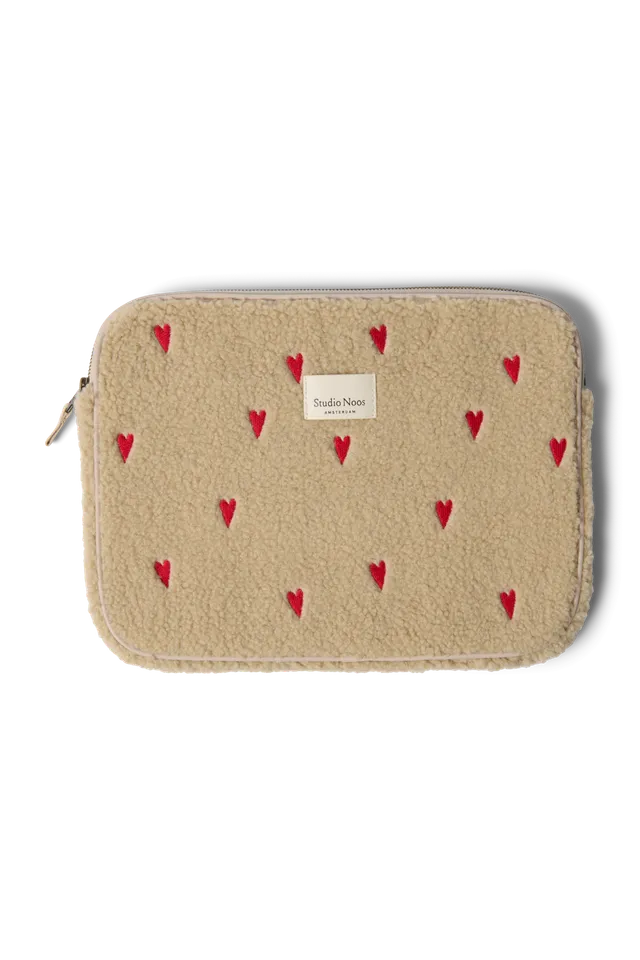 Studio Noos Teddy Laptop Sleeve 13 Zoll Hülle Ecru Hearts